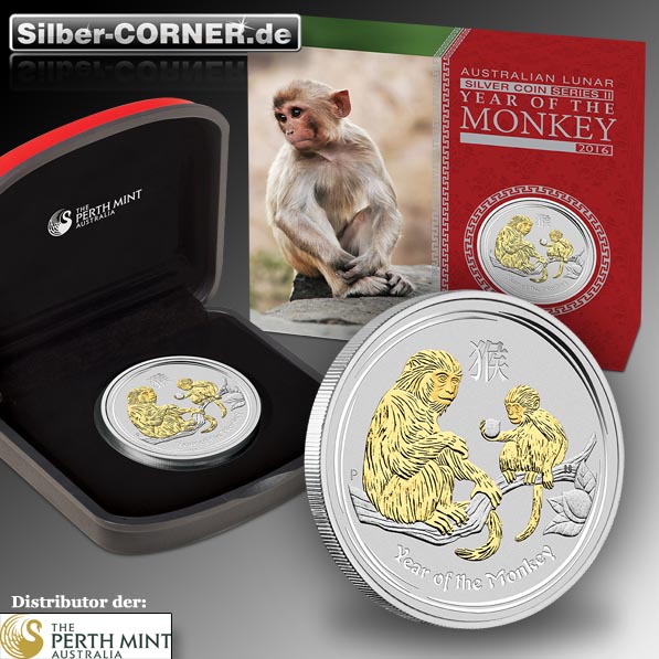Gilded Affe 1 oz mit Box und Zertifikat