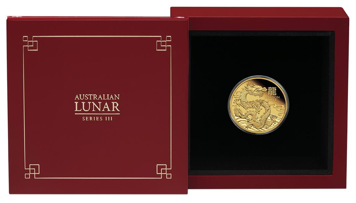  1/4 Oz GOld Proof Drache Sammlerbox 2024