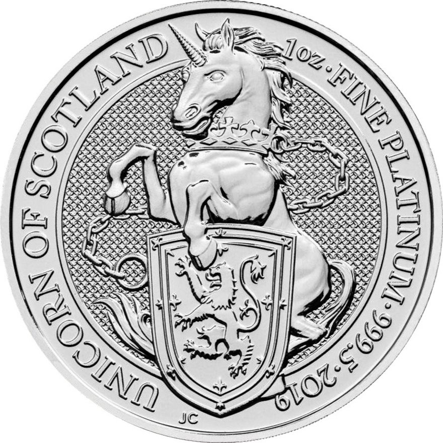 Motivseite Platinmünze Queens Beasts Unicorn 2019 1 oz