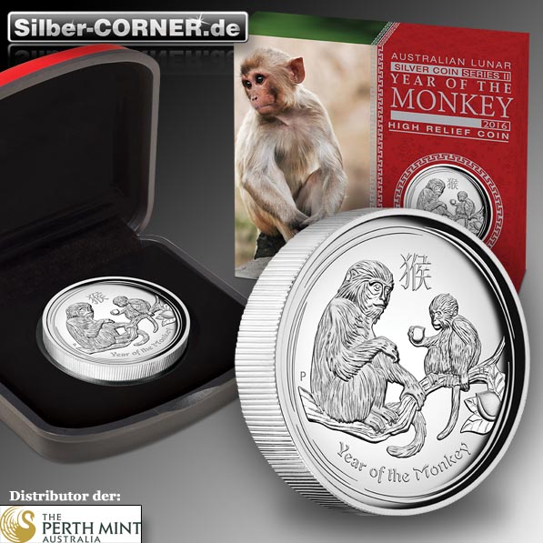 High Relief Affe 1 Oz Silber