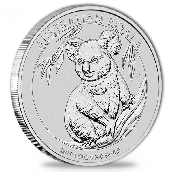 Motivseite der Australien Koala 1 Kilogramm Silbermünze 2019