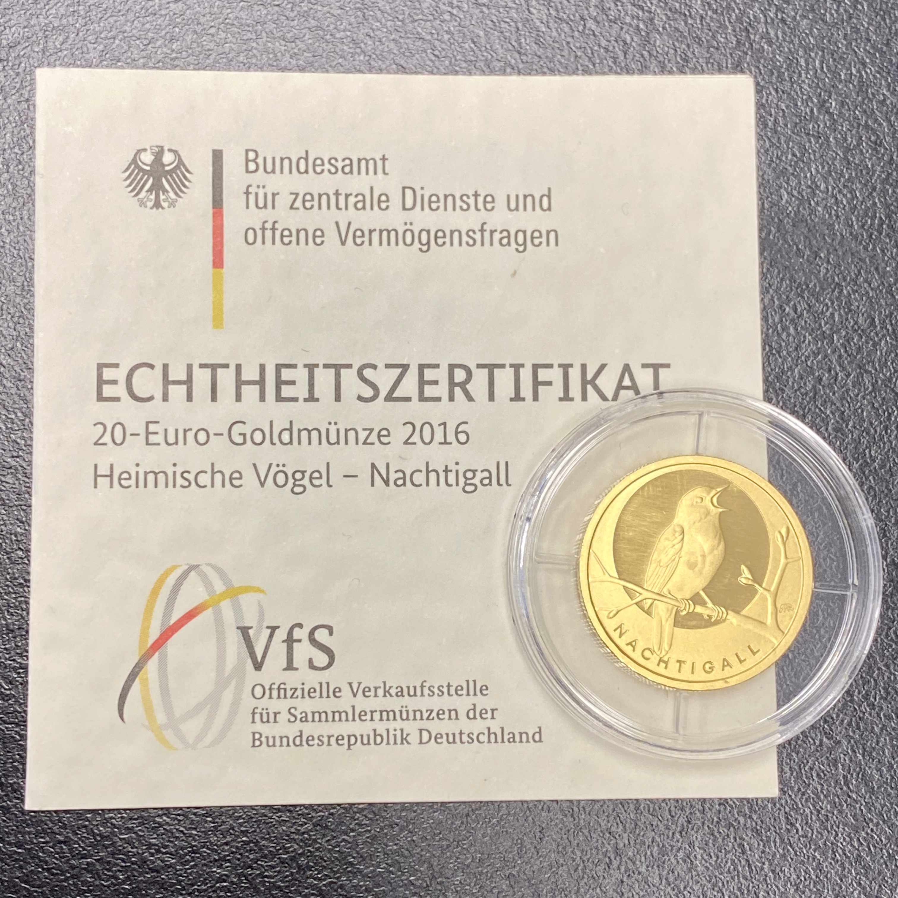 20 Euro - Heimische Vögel - Nachtigall 2016 +COA