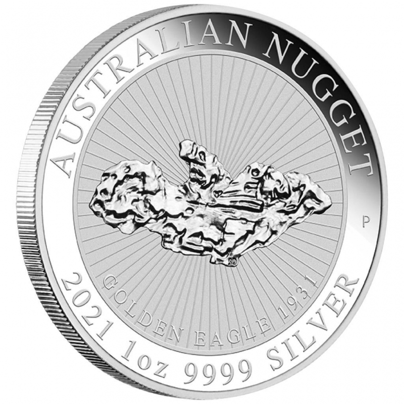 Australien Nugget Golden Eagle 1 Oz Silber 2021 Revers Motiv Nugget