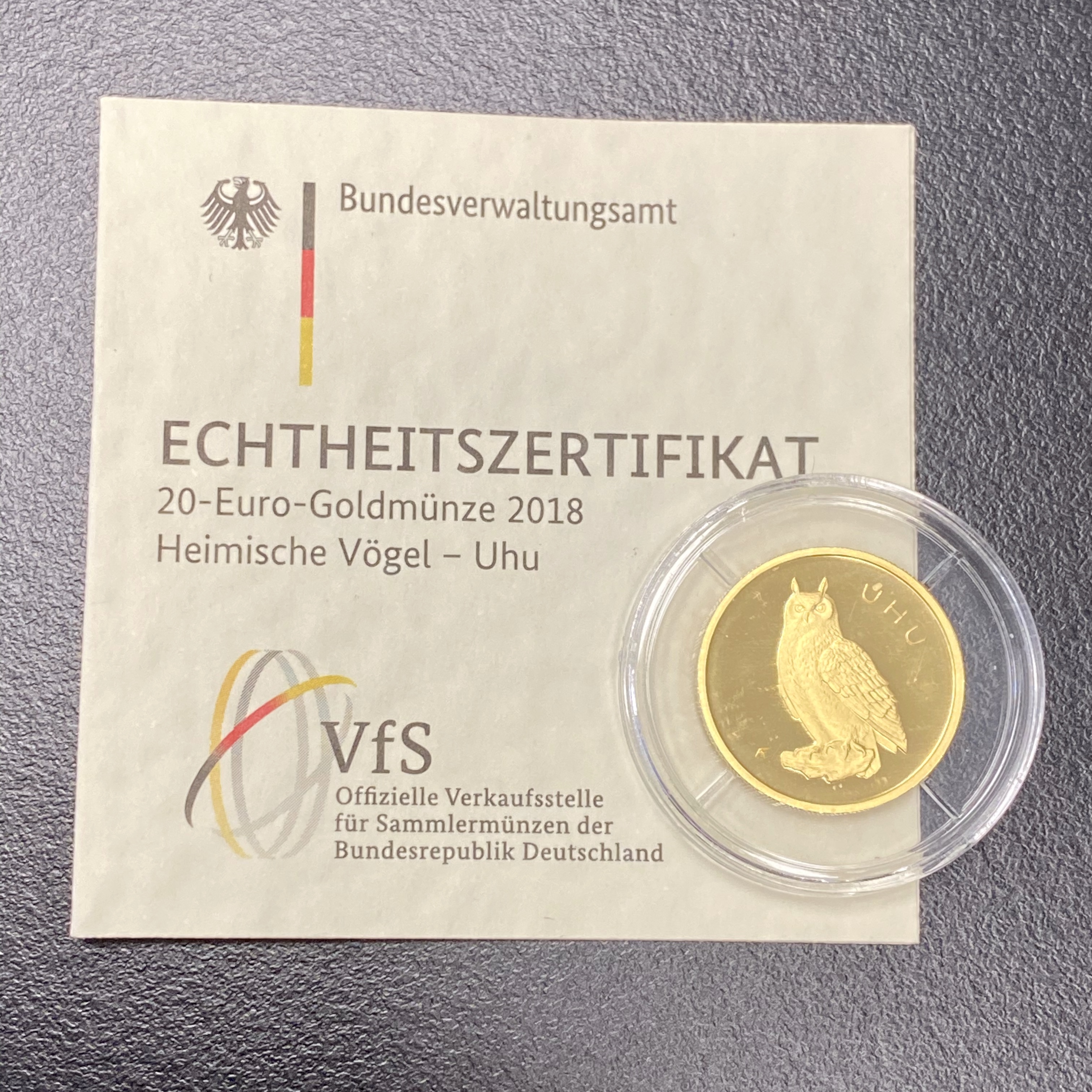 20 Euro Goldmünze Uhu 2018