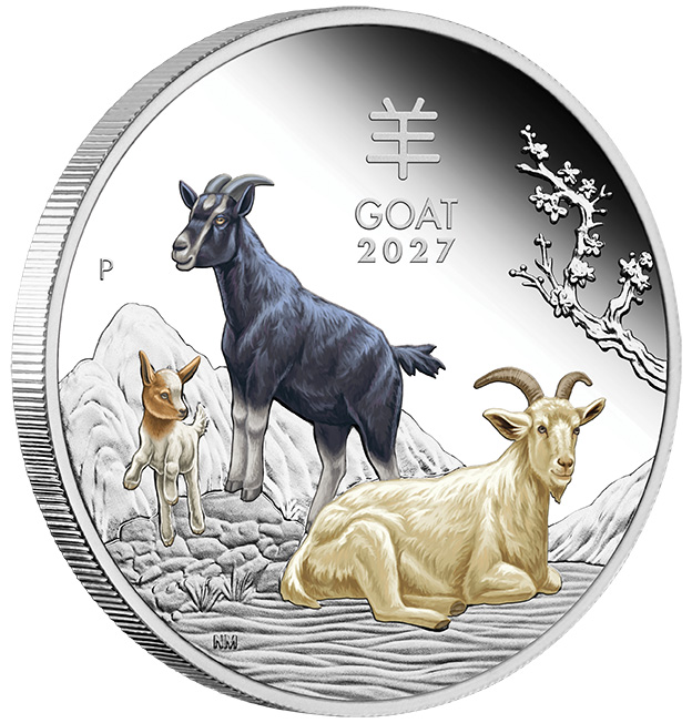 Lunar 3 - Ziege - 1 Oz Silber Proof farbig 2027 inkl. Box & Zertifikat