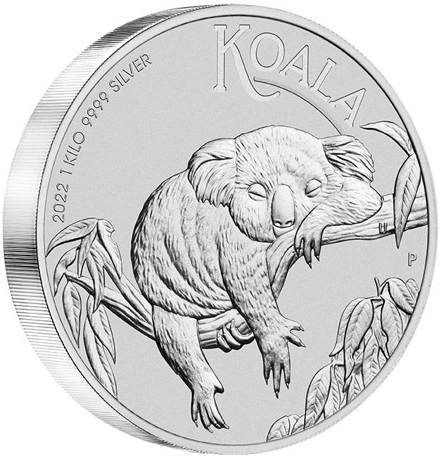 Australien Koala 1 KG Silber 2022 Motivseite.