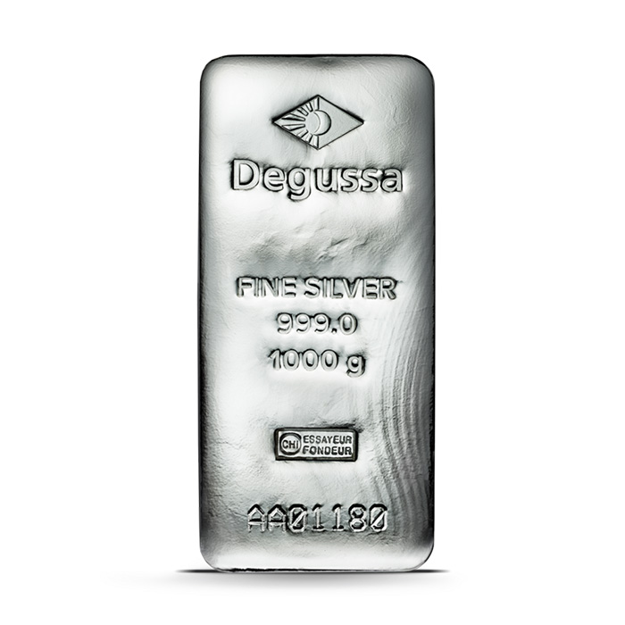 Degussa 1 kg Silberbarren neue Version mit Seriennummer
