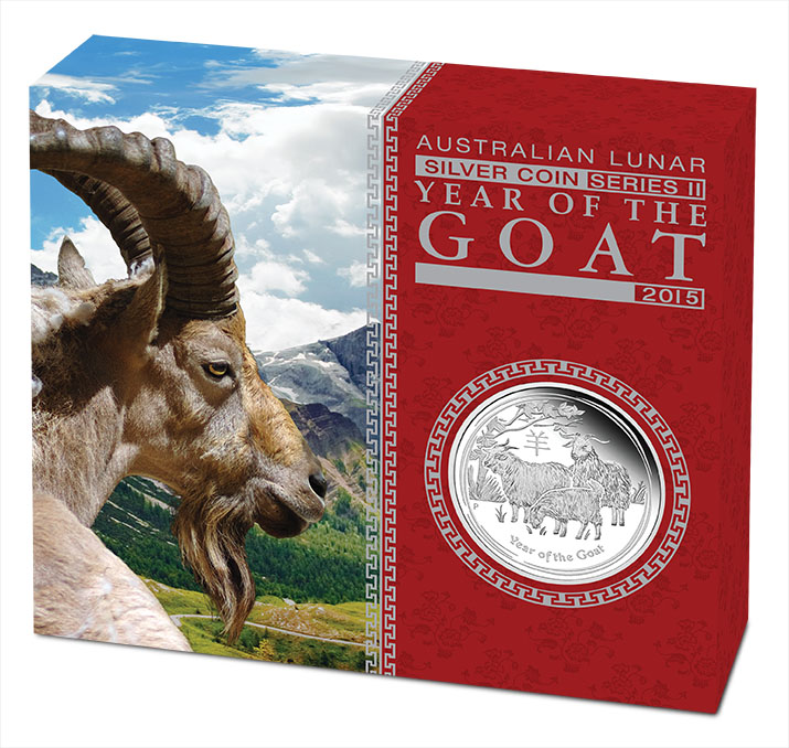 Umverpackung Lunar II Ziege 1 Unze Silber 2015
