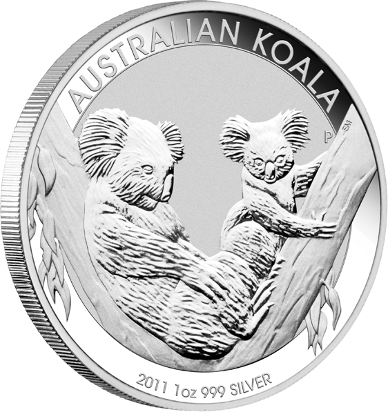 Motivseite Australien Koala 1 Unze Silber 2011 Perth Mint
