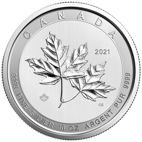 Motivseite der 10 Unzen Silbermünze Magnificent Maple Leaf 2021 der Royal Canadian Mint.