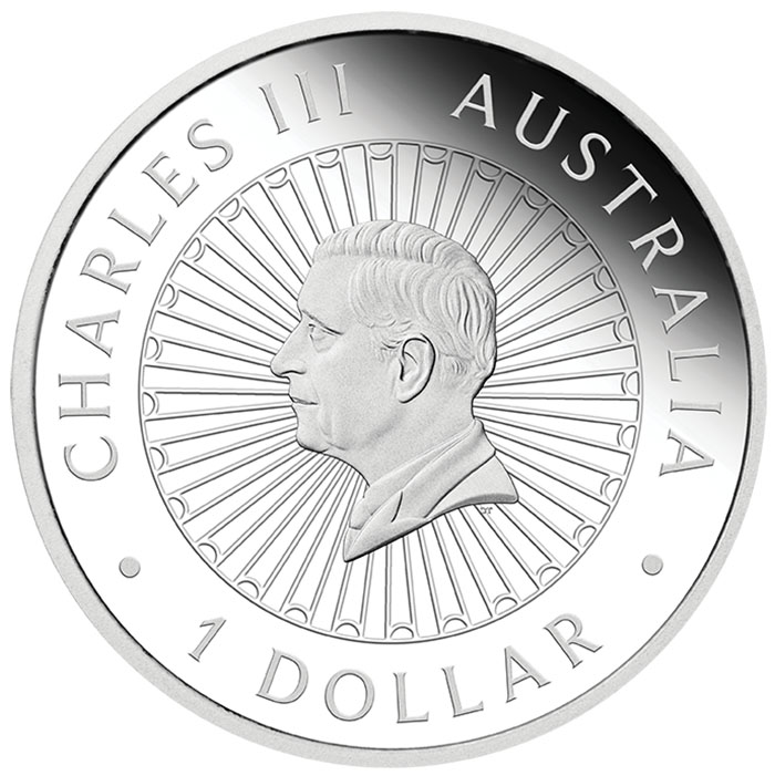 Rückseite der 1 oz Silbermünze Lunar Pferd 2026 mit König Charles III.