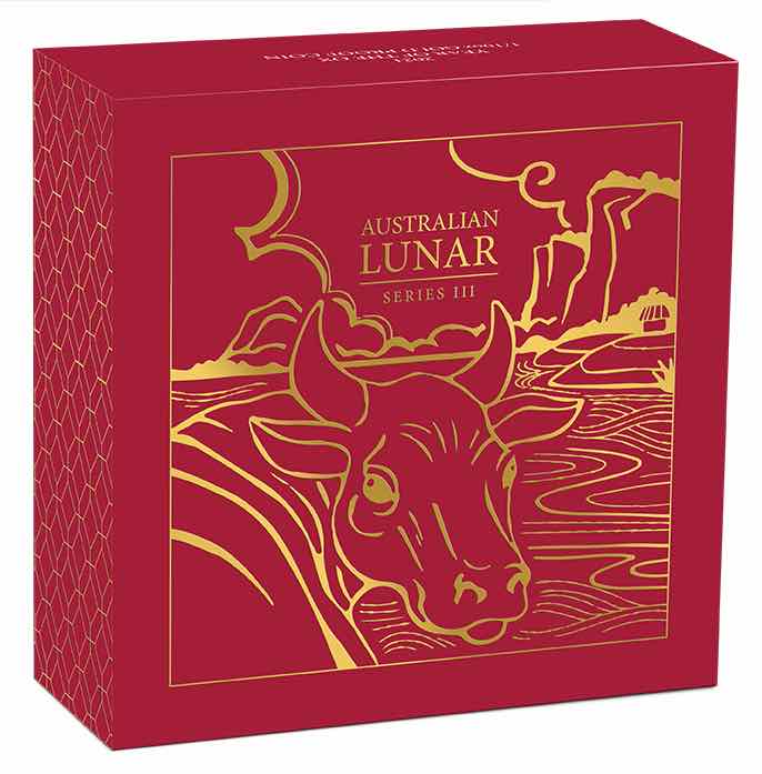 Umverpackung Lunar 3 Ochse 2021 1/10 Unze Gold