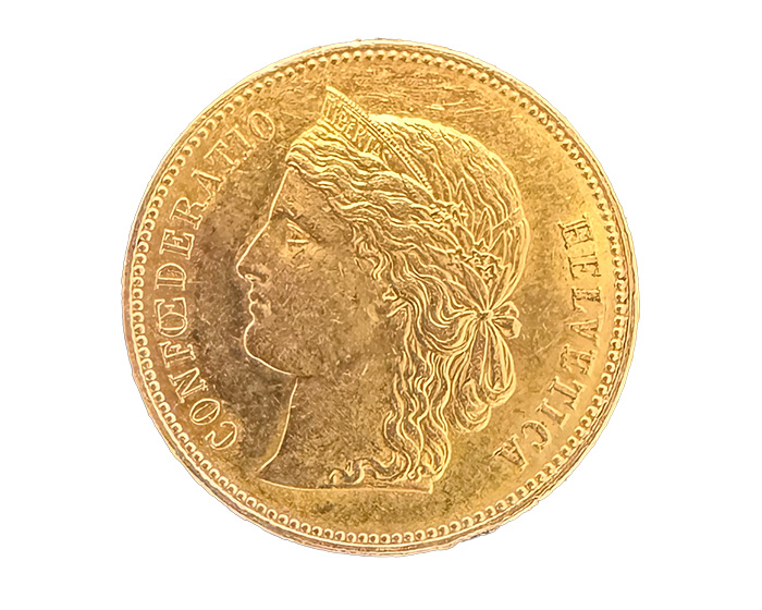Helvetia 20 Schweizer Franken gold