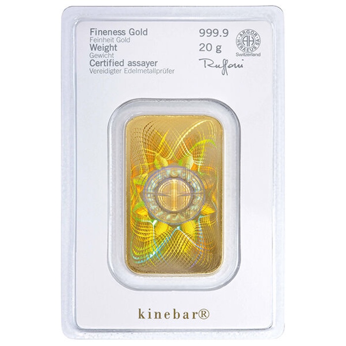 Heraeus 20 Gramm Kinebar Goldbarren mit Kinegram Sicherheitsmerkmal