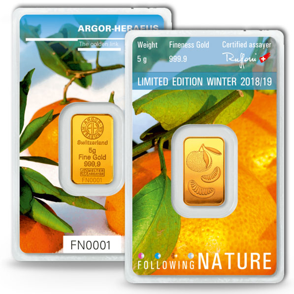 Argor-Heraeus 5g Goldbarren Following Nature Winter 2018/2019