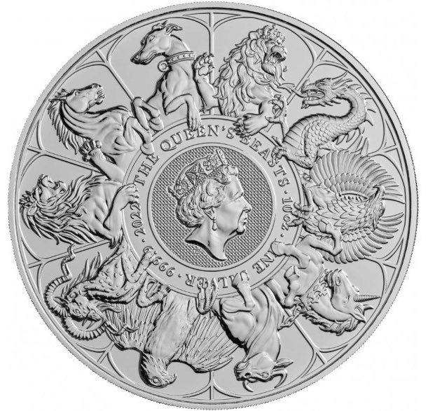 Motivseite Silbermünze Queens Beasts Completer Coin 10 Oz 2022