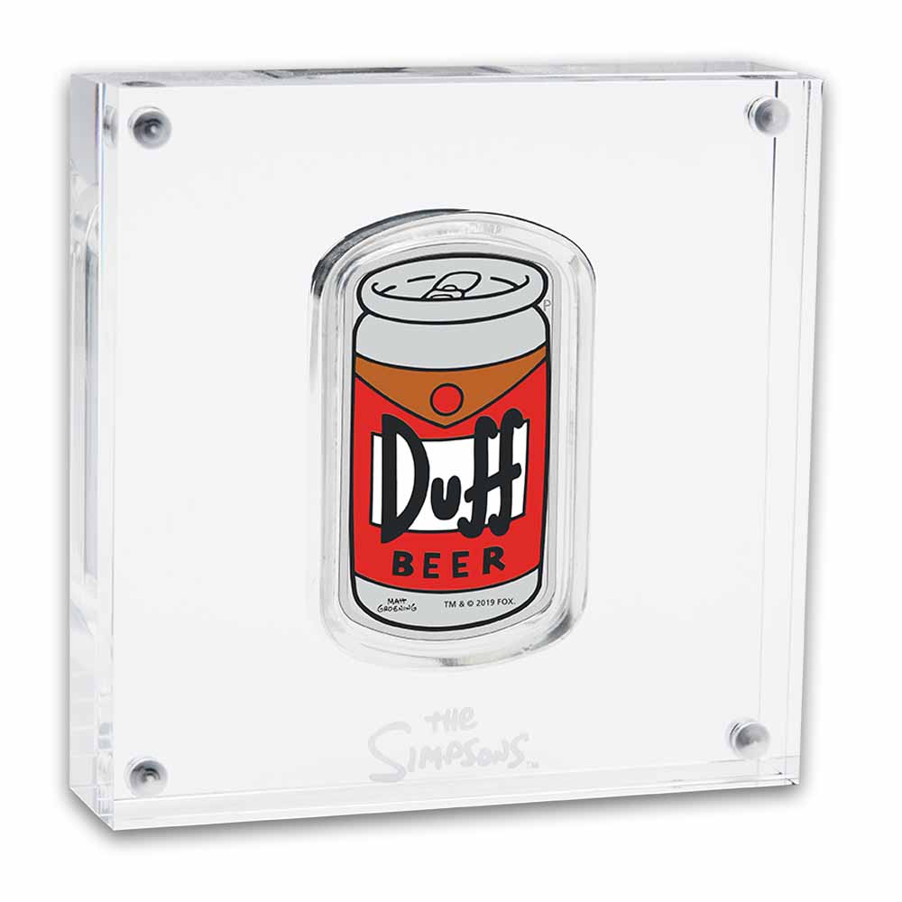 Duff Beer Silber im original The Simpsons Aufsteller