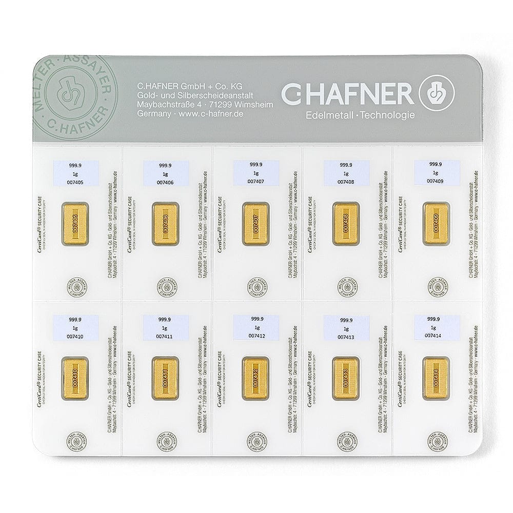 Seriennummer auf C. Hafner 10 x 1 Gramm SmartPack