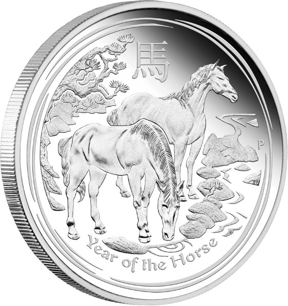 Motivseite Australien Lunar Serie II Jahr des Pferdes 2014 1/2 Unze Silber Polierte Platte