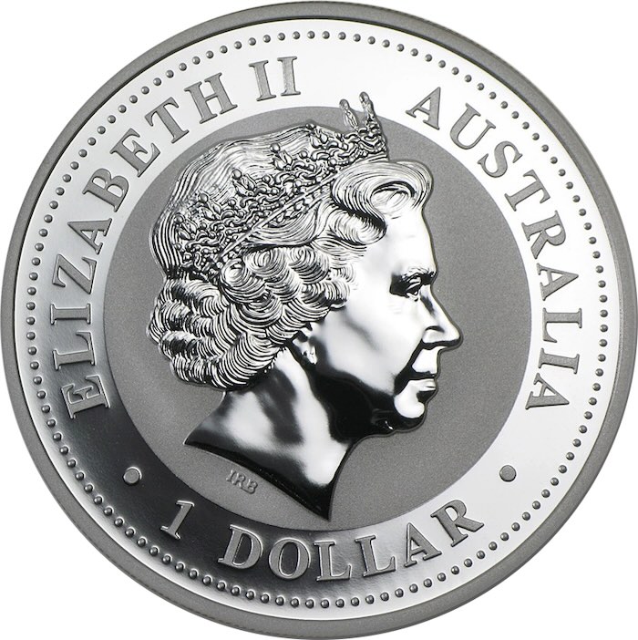 Australien Kookaburra 2001 1 oz Silber Wertseite Queen Elizabeth II
