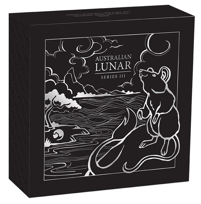 Umverpackung Lunar Maus vergoldet mit Box 1 Unze 