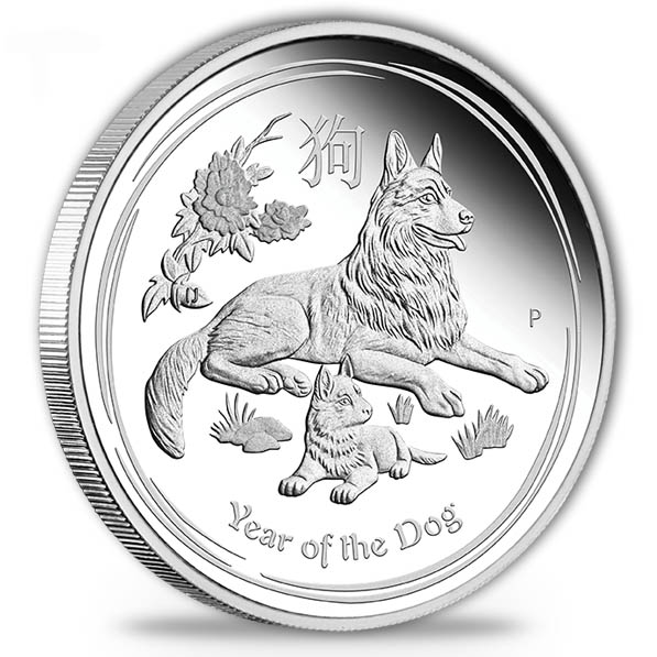 Lunar II - Hund - 1/2 Oz Silber Proof + Box + COA*