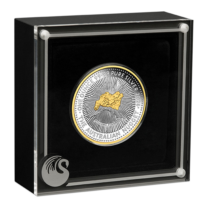 Nugget 40 Jahre Silber Proof vergoldet Sammlerbox