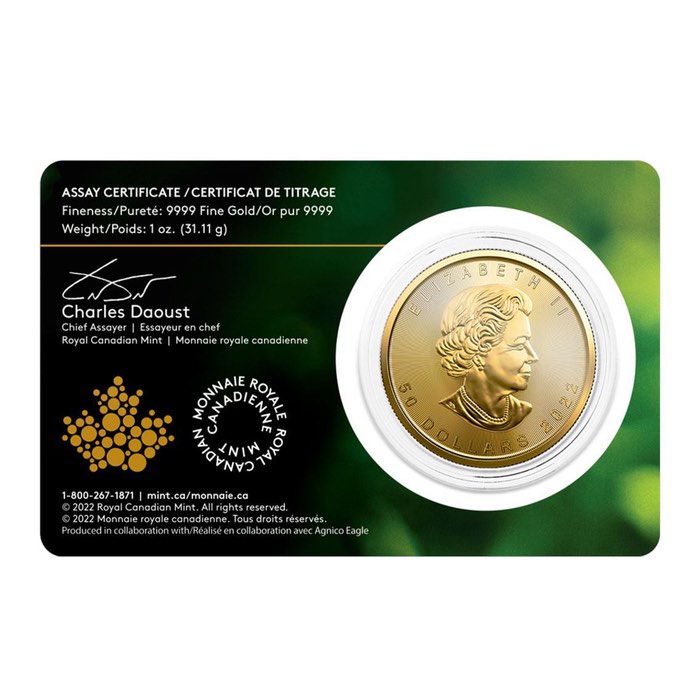 Blister 50 Dollar Medialine Goldmünze Maple Leaf 2022