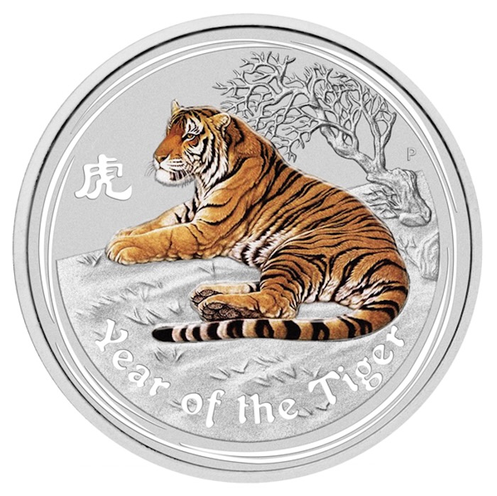 Lunar II Tiger 5 Unzen Silber coloriert 2010 kaufen und verkaufen