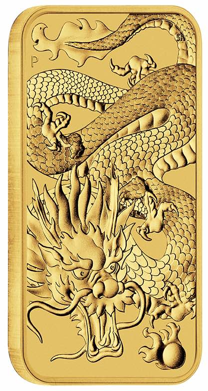 Rectangular Drache 1 Unze Goldmünze 2022