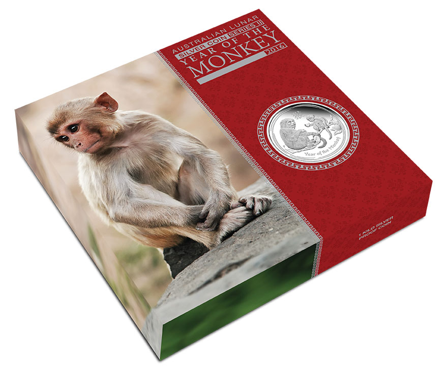 Lunar II Affe 1 KG Silber Verpackung Proof 2016