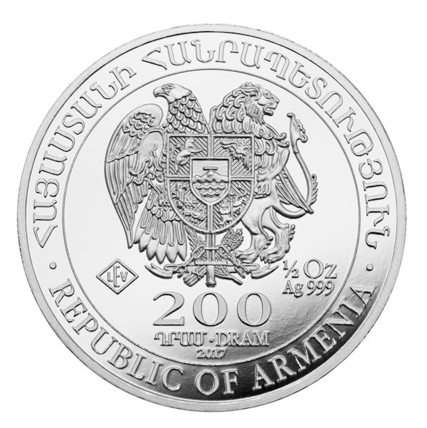 Arche Noah 1/2 Oz Silbermünze Wertseite Wappen Armenien