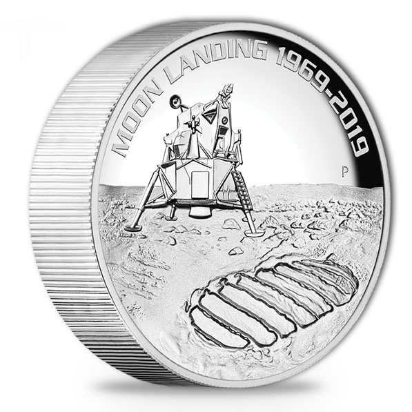50 Jahre Mondlandung 5 Unzen Silbermünze High Relief 2019