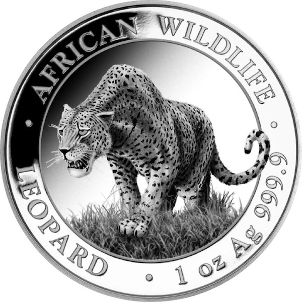 Somalia Leopard 2023 1 oz Silber Motiv schleichender Leopard