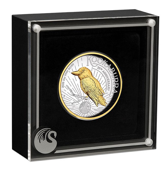 Umverpackung Gilded Kookaburra 2025 2 oz Silber