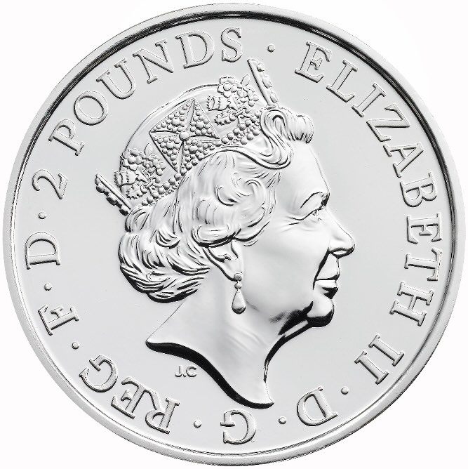 2 Pfund Jahr des Affen Luanr UK Silbermünze 2016