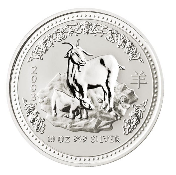 Lunar I Ziege 2003 10 Oz Silber – Motivseite