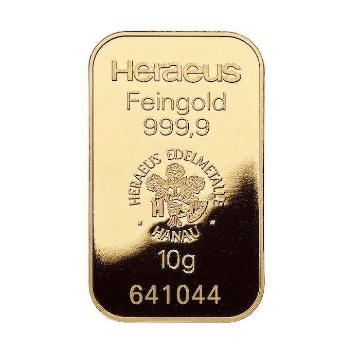 10 Gramm Goldbarren Heraeus Moodshot