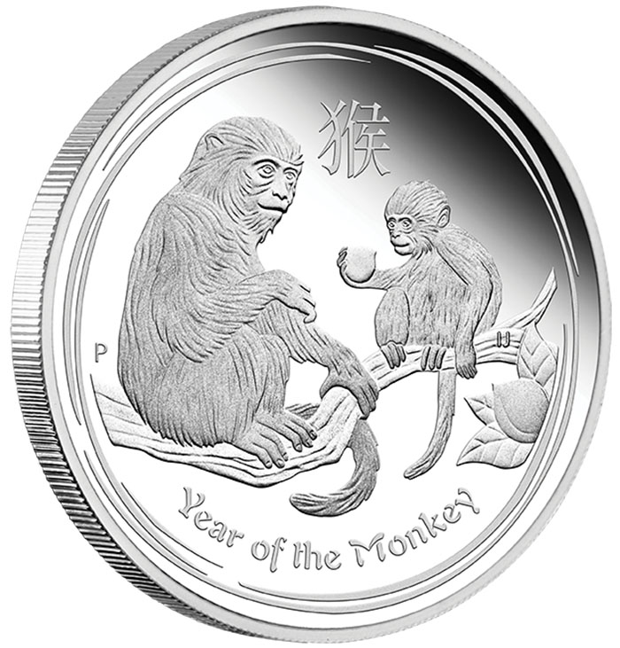 Lunar II Affe 1 Unze Silber Proof 2016