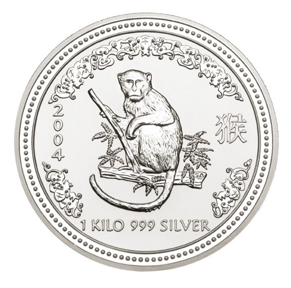 Lunar I Jahr des Affen 2004 1 kg Silber Motiv auf Ast