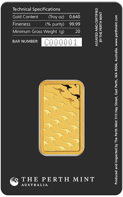 20 Gramm Blister Goldbarren Perth Mint Minted Barren