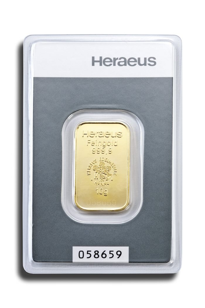 Heraeus 10 Gramm Goldbarren im Bilster