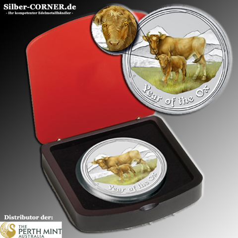 Lunar II Ochse - Gemstone -1 KG Silber 2009 +Box +Zertifikat*