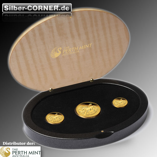 Lunar II Pferd 3 Coin Set Gold Proof + Box + CoA 2014