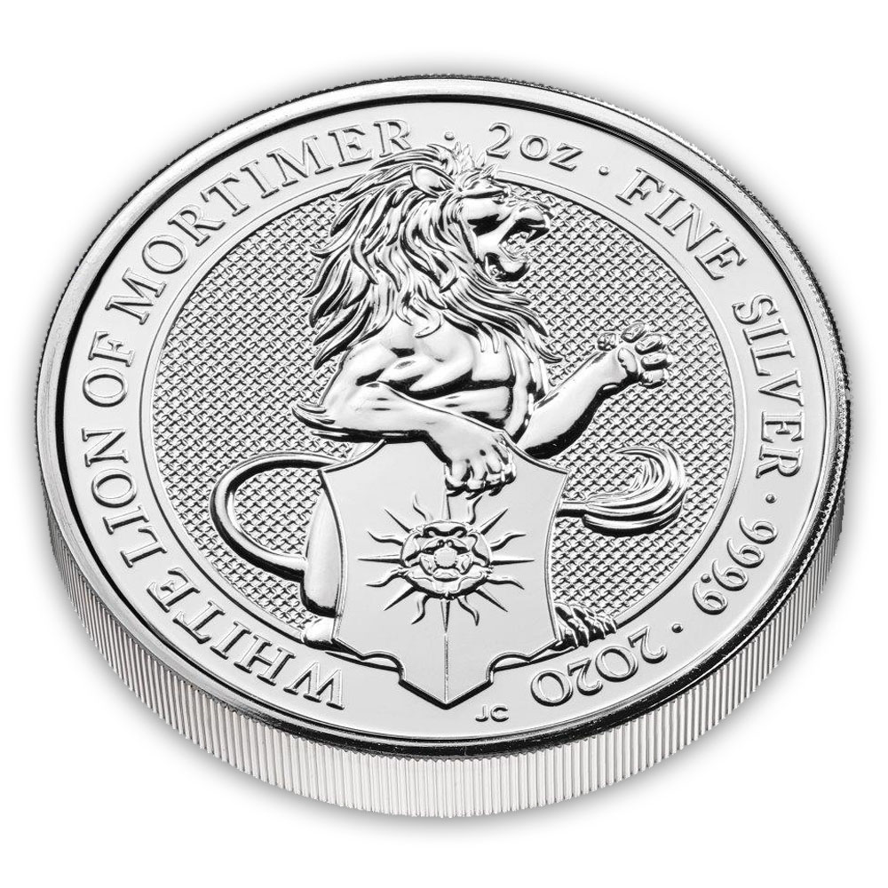 Queens Beasts Silbermünze 2 Unzen White Lion of Mortimer 2020