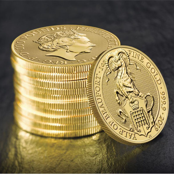 Rückseite 1 Oz Gold Queens Beast Yale of Beaufort 2019 Elisabeth II