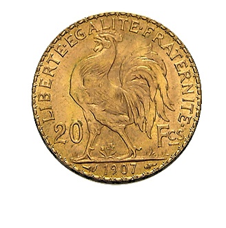 Frankreich 20 Francs Goldmünze Hahn Rückseite Le Coq