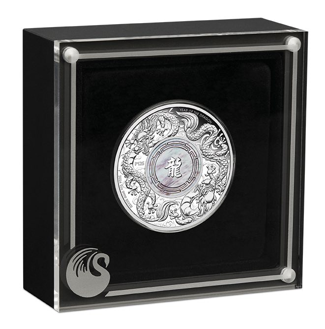 Double Dragon Pearl 2 Unzen Silber Proof Sammlerbox