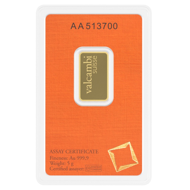 Goldbarren 5g Valcambi Feingold 999,9 Zertifikat
