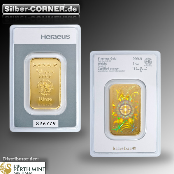 Kinebar 1 Oz Heraeus Goldbarren